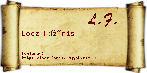 Locz Fóris névjegykártya